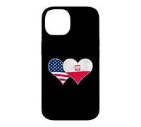 Custodia per iPhone 14 Bandiere USA e Polonia - Cuori vintage americani e polacchi