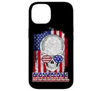 Custodia per iPhone 14 Baseball American Flag Skull Sunglass Patriotic 4th July