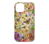 Custodia per iPhone 14 Bees Boho Wildflowers foglie e vetro colorato floreale