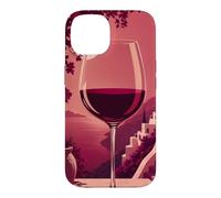Custodia per iPhone 14 Bicchiere da vino oversize minimalista su uno sfondo saturo