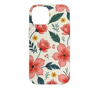 Custodia per iPhone 14 Bold Teal verde foglie rosso rosa fiori floreali