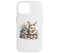 Custodia per iPhone 14 Bookish Easter Bunny Reading Book Every Bunny Loves to Read