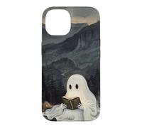 Custodia per iPhone 14 Bookish Ghost Reading Book Reader Mountain Scene