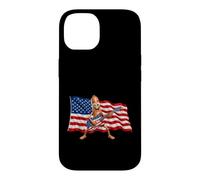 Custodia per iPhone 14 Brainrot 4th July US Flag America Tung Sahur Electric Guitar