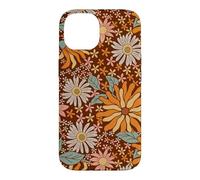 Custodia per iPhone 14 Brown Flowers Meadow Floral Retro Groovy Aesthetic Women