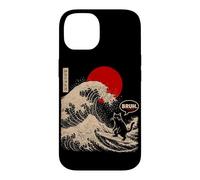 Custodia per iPhone 14 Bruh Surfing Cat Great Wave Kanagawa Cultura giapponese Otaku