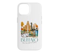 Custodia per iPhone 14 Buffalo, skyline di New York, souvenir della città dei buoni vicini