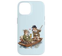 Custodia per iPhone 14 Bulldog inglese cani coppia innamorata drink barca Inghilterra