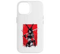 Custodia per iPhone 14 Bunny Anime Girl Samurai Stile Giapponese Guerriero Grafica