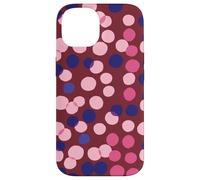 Custodia per iPhone 14 Burgundy and Pink Polka Dot Fun Pattern
