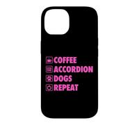 Custodia per iPhone 14 Caffè Fisarmonica Cani Ripetere Vita Semplice Icone Di Base