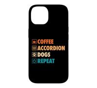 Custodia per iPhone 14 Caffè Fisarmonica Cani Ripetere Vita Semplice Icone Di Base