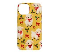 Custodia per iPhone 14 Campana con fiocco di agnello giallo senape rosso per Natale