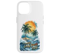 Custodia per iPhone 14 Cancun Spring Break 2026 Palma e onde ad acquerello