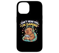Custodia per iPhone 14 Capybaras Rodents Gaming Can't Hear You I'm Gaming Capybara
