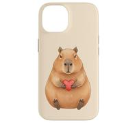 Custodia per iPhone 14 Carino Capibara Holding Cuore Rosso Valentine Love