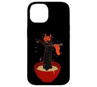 Custodia per iPhone 14 Carino gatto nero Ramen Noodle Anime Style Artwork