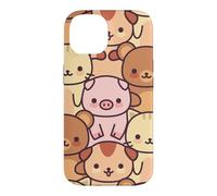 Custodia per iPhone 14 Carino Kawaii Animal Friends pastello carattere grafico
