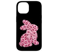 Custodia per iPhone 14 Carino Rosa Pasqua Bunny Bow Kawaii Peluche Coniglio Primavera Pastello