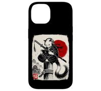 Custodia per iPhone 14 Cat Ninja Gamer Giapponese Sumi-e Gioco Samurai Art