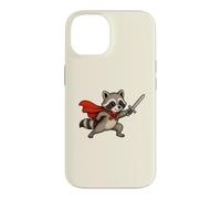 Custodia per iPhone 14 Cavaliere procione carino con spada e mantello Fantasy Adventure