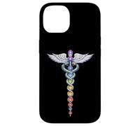 Custodia per iPhone 14 Chakra Energy Caduceus Design - Risveglio della Kundalini