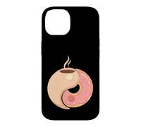 Custodia per iPhone 14 Ciambella al caffè divertente equilibrio colazione
