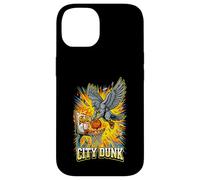 Custodia per iPhone 14 City Dunk Pigeon Basket Slam Uccello Divertente