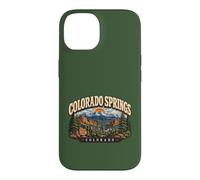 Custodia per iPhone 14 Colorado Springs, design vintage con montagna e avventura