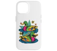 Custodia per iPhone 14 Colorful Preppy Duck Lake Aesthetic Design