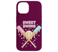 Custodia per iPhone 14 Completo da ragazza Sweet Swing Softball Ice Cream Drip Bats