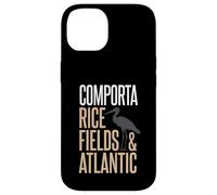 Custodia per iPhone 14 Comporta Portogallo campi di riso e silhouette di cicogna atlantica