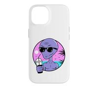 Custodia per iPhone 14 Cool Alien Drinking Summer Juice Illustration Graphic Design