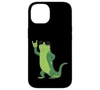 Custodia per iPhone 14 Cool Iguana Rock On Funny Rettile Amante Animale Grafica Mano