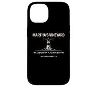 Custodia per iPhone 14 Coordinate del faro di Marthas Vineyard Massachusetts