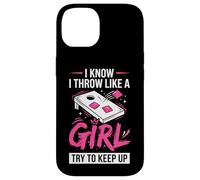 Custodia per iPhone 14 Cornhole Donne Signora Divertente Getto Come Una Ragazza Cerco Di Tenere Il Passo
