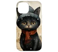 Custodia per iPhone 14 Cozy Black Cat Autumn Cottagecore - Cute Autumn Winter Kitty