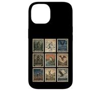 Custodia per iPhone 14 Cryptid Stamp Set Bigfoot Yeti Mothman Legendary Creatures