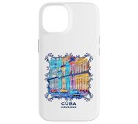 Custodia per iPhone 14 Cuba scena di strada dell'Avana Auto d'epoca Musica Souvenir