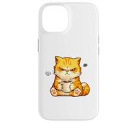 Custodia per iPhone 14 Cute Angry Cat Drinking Coffee Orange Cat Morning Mood Meme