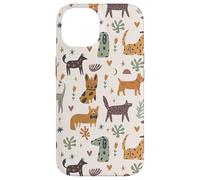 Custodia per iPhone 14 Cute Dog Lover Theme Boho Aesthetic Retro Pet Pattern