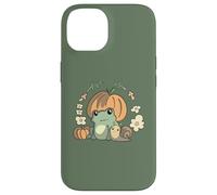 Custodia per iPhone 14 Cute Kawaii Fall Cottagecore Aesthetic Frog With Pumpkin