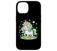 Custodia per iPhone 14 Cute Unicorn Shamrock St Patricks Day Girls Kids Lepricorn