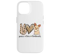 Custodia per iPhone 14 Cute Womens Girls Kawaii Peace Love Lionhead Rabbit Lover