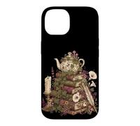 Custodia per iPhone 14 Dark Academia Cottagecore Tea Books Botanical Mushroom