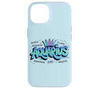 Custodia per iPhone 14 Design Colorato del Segno Zodiacale dell'Acquario