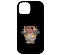 Custodia per iPhone 14 Destin Beach Tramonto Flamingo Retro Palma Florida Viaggio