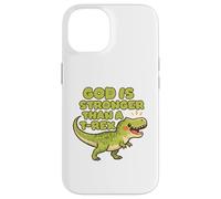 Custodia per iPhone 14 Dio è più forte di un Trex Cute Dino Kids Christianity