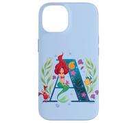 Custodia per iPhone 14 Disney Princess Alfabeto Monogramma Sirena Lettera A per Ariel