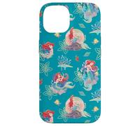 Custodia per iPhone 14 Disney Princess Ariel Flounder e Sebastian sotto il mare